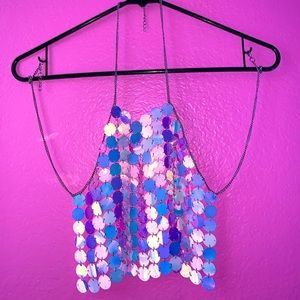 Pink Holographic Rave Halter